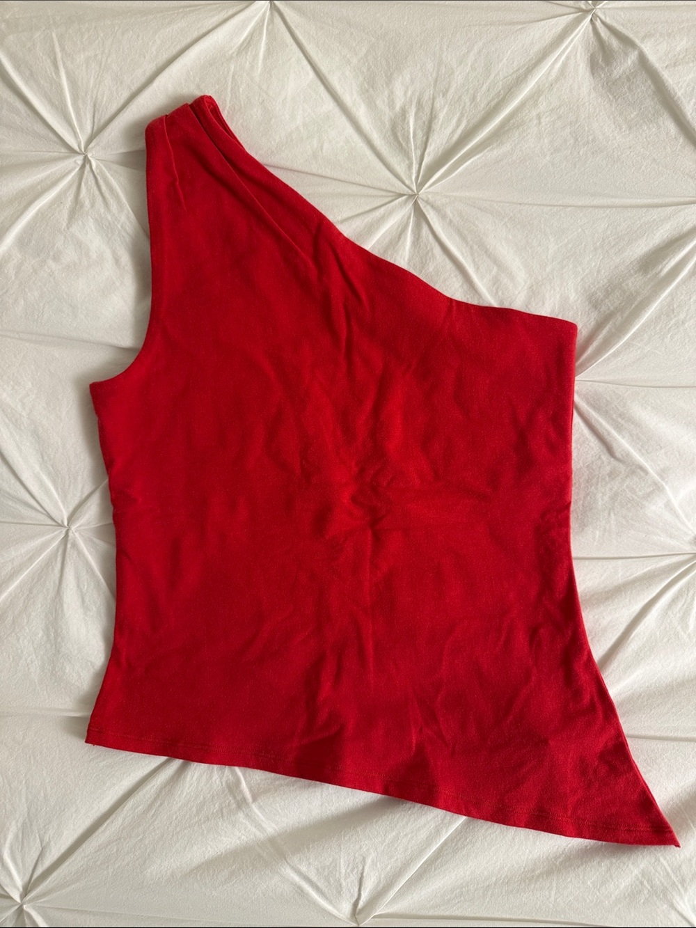 Red One-Shoulder Asymmetric Tank Top